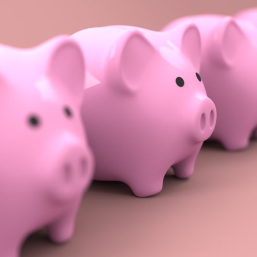 Line of Piggy Banks