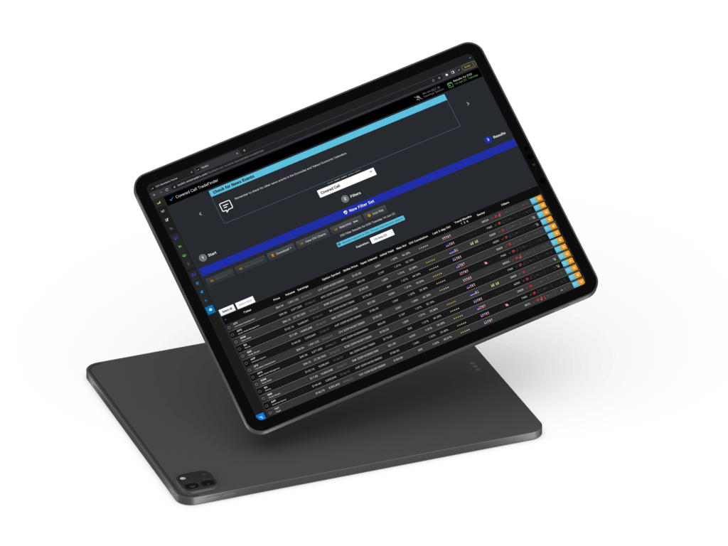 TradeFinder Results on tablet